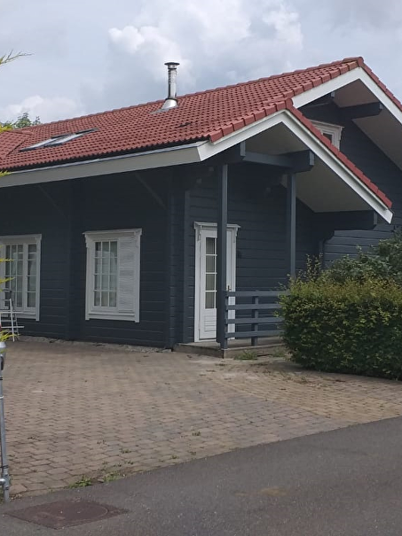 Verkeerd verfsysteem op logwoning